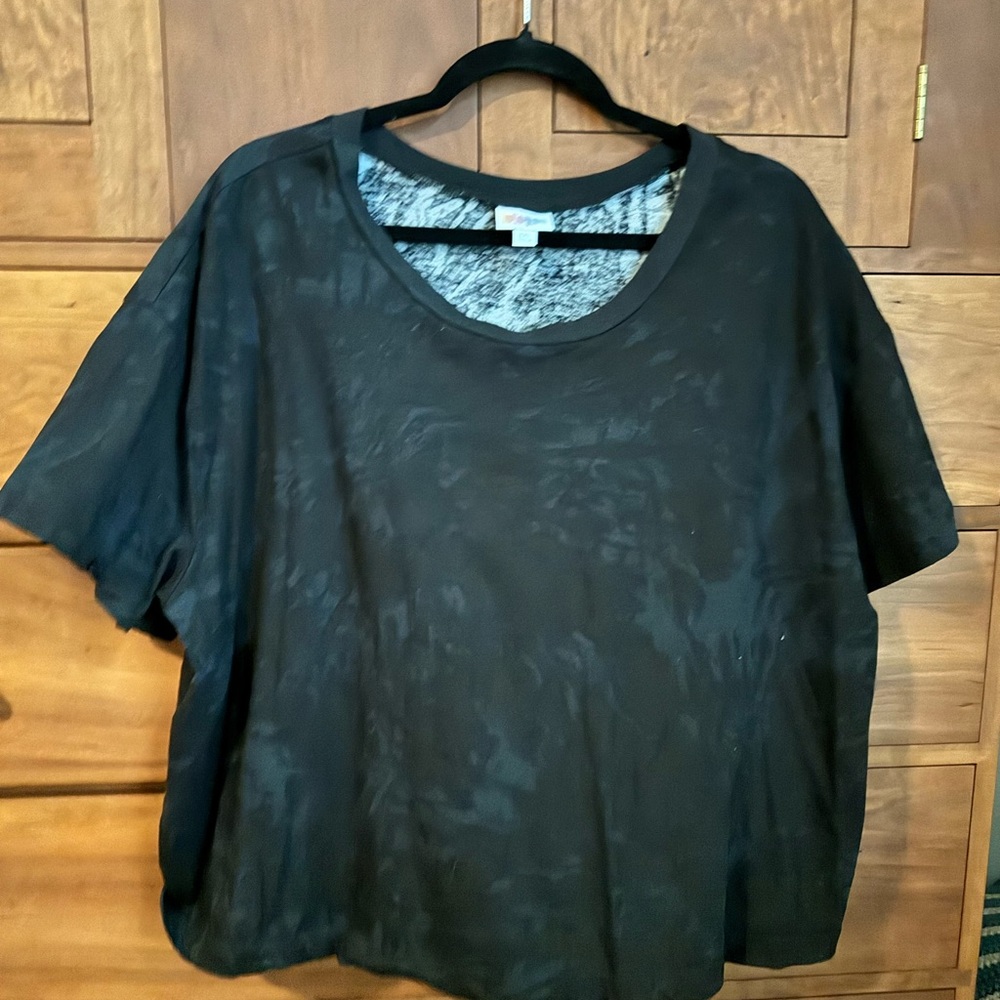 LuLaRoe Black Tie Dye Boxy T (cropped T)